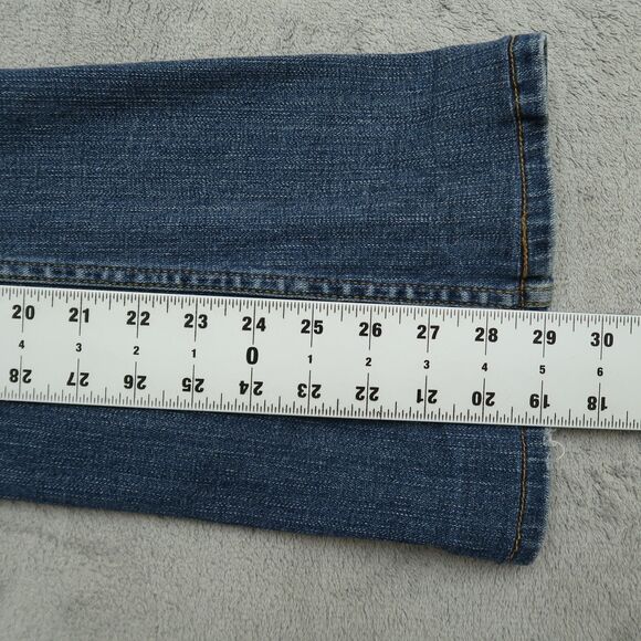 Levi's 518 Jeans Juniors 7 Blue Superlow Stretch Bootcut 29" Inseam Distressed - Picture 4 of 16